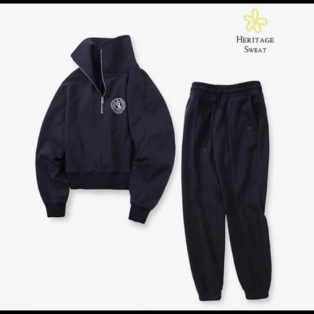 라퍼지 포 우먼 클럽 오버핏 하프집업 맨투맨 조거 셋업