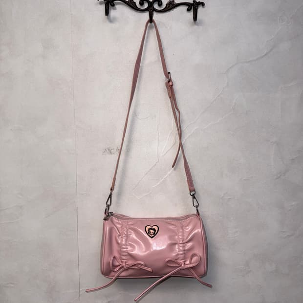 BettyBoop baby pink ribbon shirring 크로스백