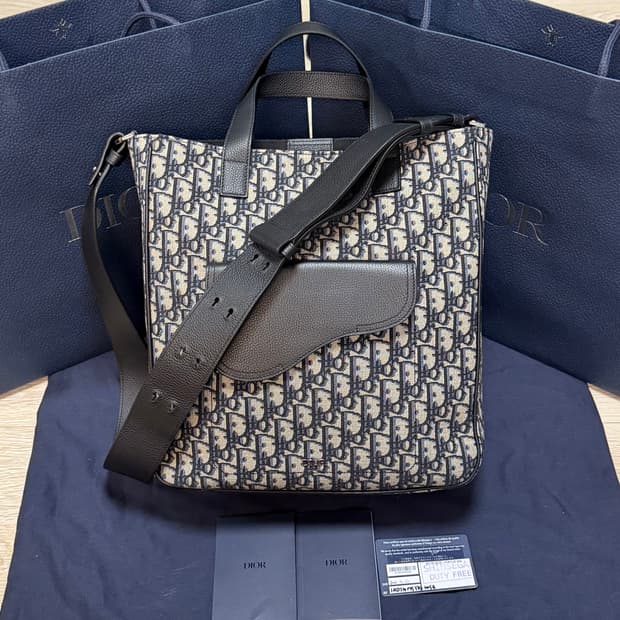 [미사용/풀구성] 디올 오블리크 새들 스트랩 토트백 숄더백