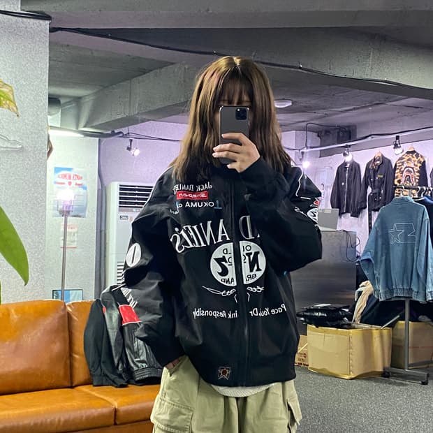 잭다니엘 빅로고 나일론 레이싱 자켓 B2450