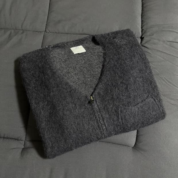 4) 폴리테루 모헤어 집 가디건 블루 차콜