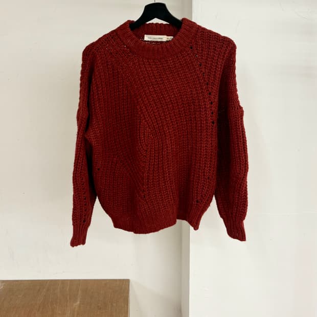 이자벨 마랑 에뚜왈 레드 청키 나운드넥 니트  