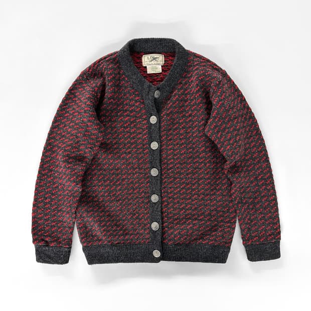 80s 빈티지 엘엘빈 버드아이 패턴 울 가디건