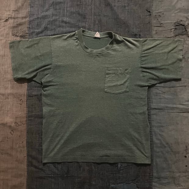 🇺🇸 80s USA 빈티지 프룻 오브 더 룸 셀비지 포켓 티셔츠