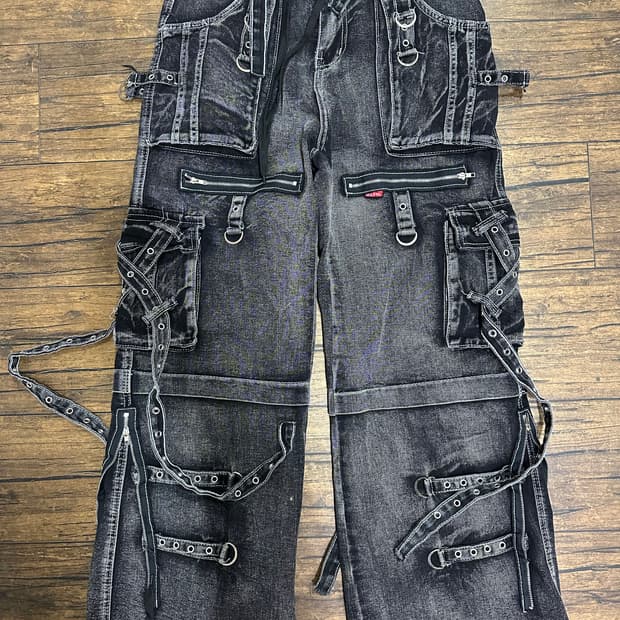 블랙 워싱 데님 카고 바지 30사이즈