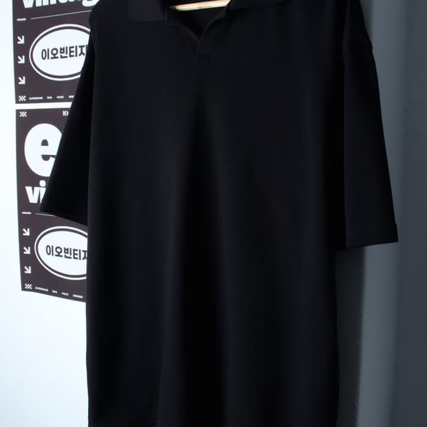 (M-XL) 자바나스 반팔 카라 티셔츠 오버핏 브이넥 무지-H34659