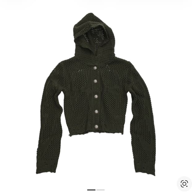 떠그클럽 트라이벌 네트 후드 니트 카키 1 사이즈