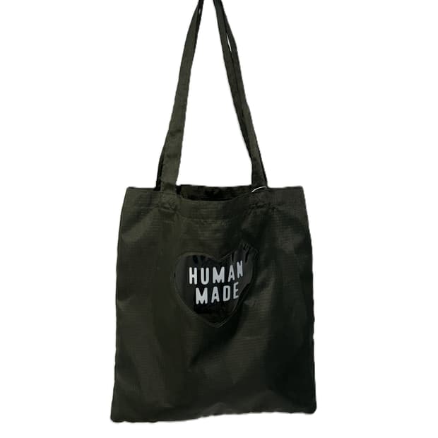 휴먼 메이드 하트 로고 토트백 올리브 드랩