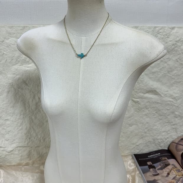 빈티지  터키석 십자가 목걸이