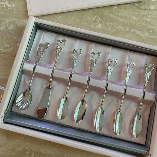 일본수입 리본하트 티스푼 세트 