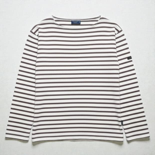 100 세인트제임스 티셔츠 스트라이프 커피색