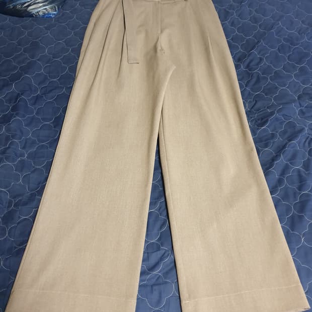 (단종매물) 웰노운 투턱 벨티드 와이드 슬랙스 그레이 브라운 (M)