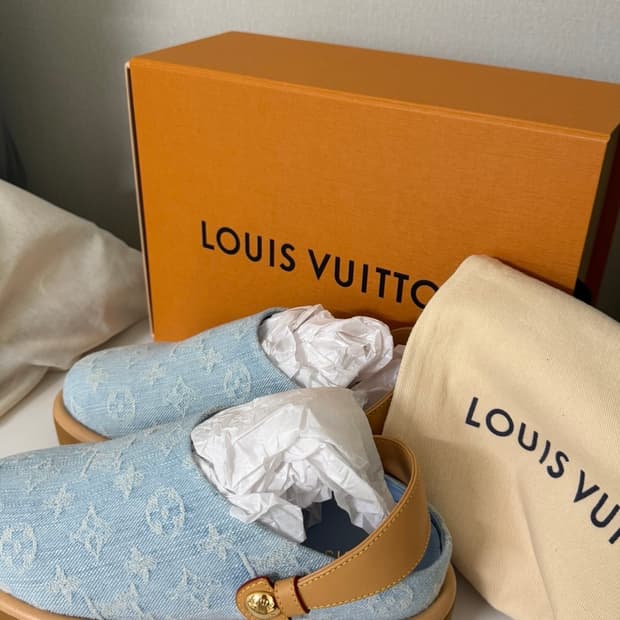 정품 새상품) 루이비통 데님 클로그 뮬