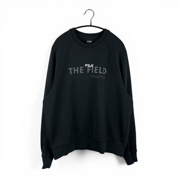 (L) 휠라 로고 기능성 맨투맨 블랙