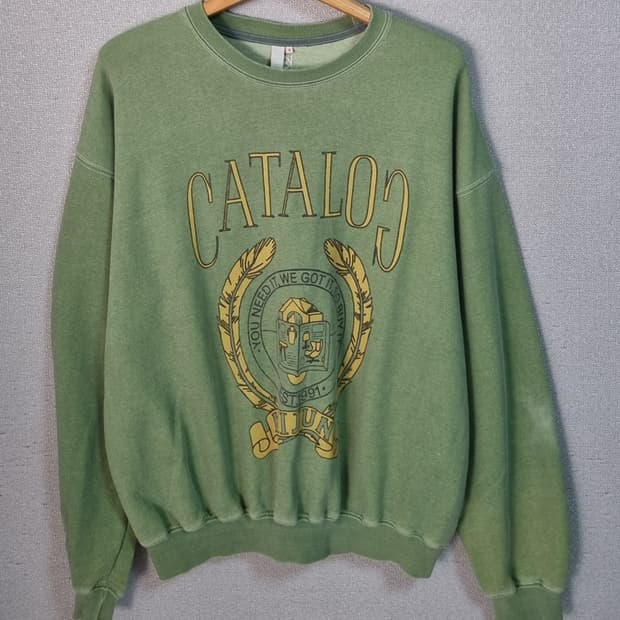 오버핏 S ) Kijun 기준 그린 피그먼트 맨투맨