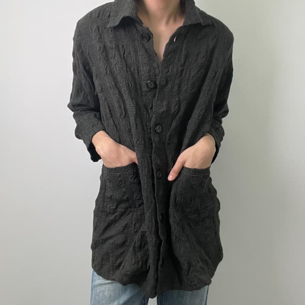 jpn vtg 일본 빈티지 크리즈 플리츠 가디건 자켓