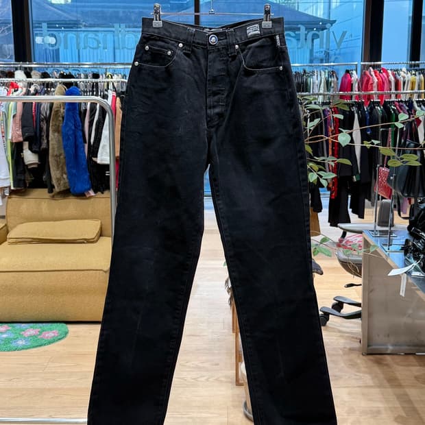 베르사체 진스 쿠틔르 블랙 데님 팬츠 