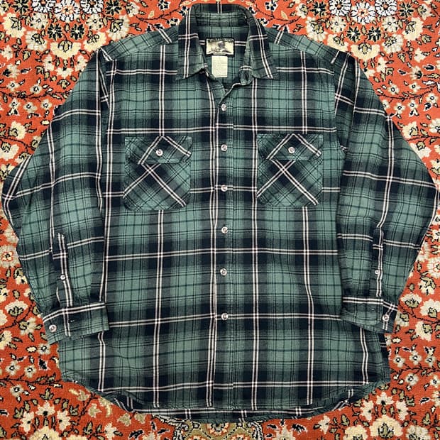 [L] FIELD AND STREAM 체크 플란넬 그린 셔츠
