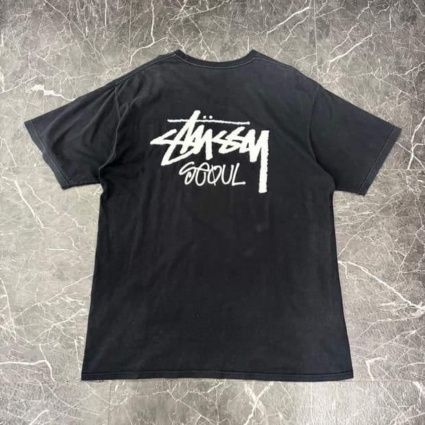 스투시 베이직 스탁 서울 반팔 블랙