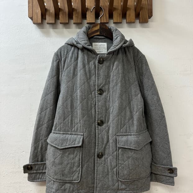 일본빈티지 어반리서치 양모울50% 후드 안감 누빔 코트