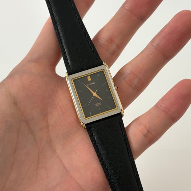 80s exceed silver bezel gold tank quartz