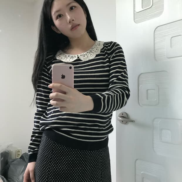 earthmusic stripe lace knit