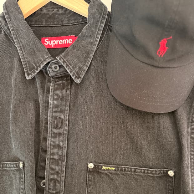 슈프림(supreme) 루즈핏 흑청 셔츠