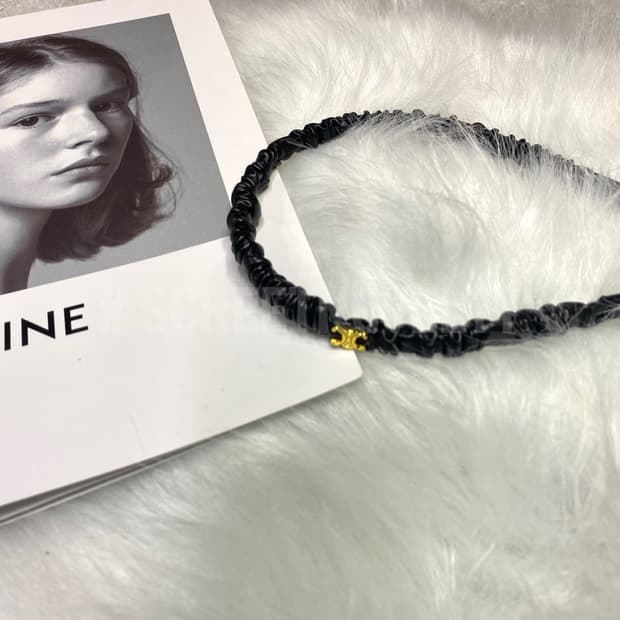  셀린느 레더 헤어밴드 블랙