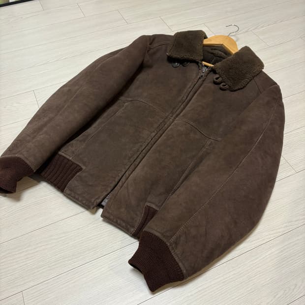 빈티지 브라운 시어링 무스탕 봄버 가죽 자켓 100사이즈