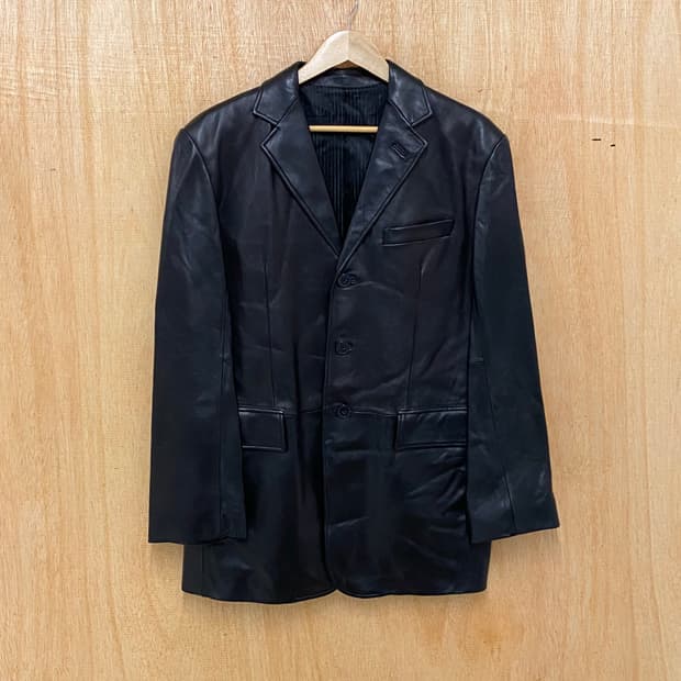 VTG leather blazer jacket 빈티지 레더 블레이저 자켓