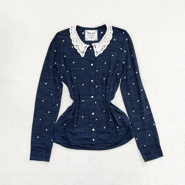 올리브데올리브 데이지 자수 카라 가디건