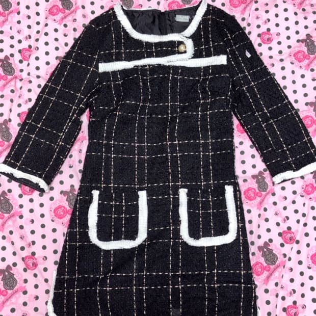 블랙 트위드 원피스