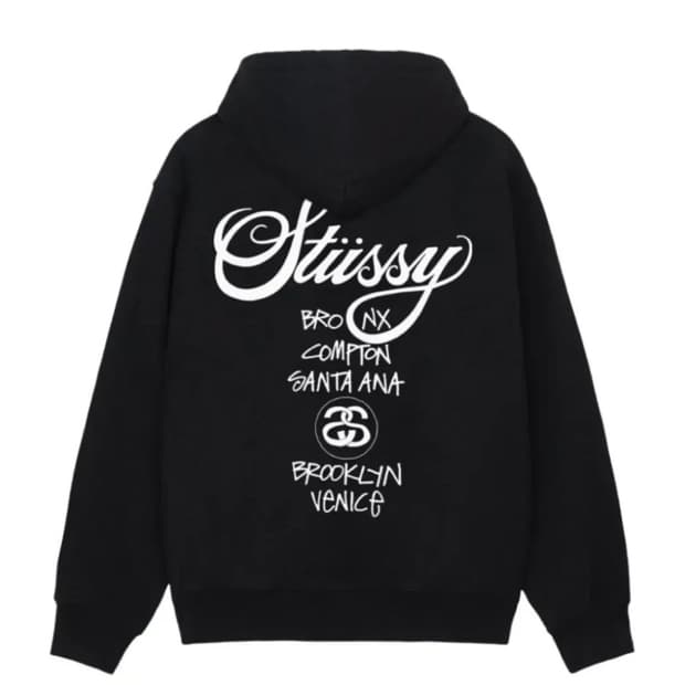 스투시/월드투어 블랙 후드티/L