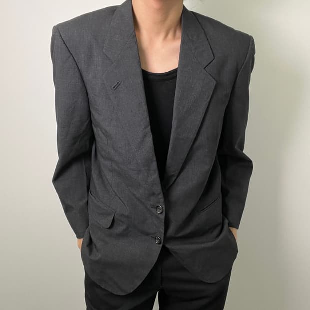 90's 꼼데가르송 옴므 듀스 차콜 싱글 블레이저 S
