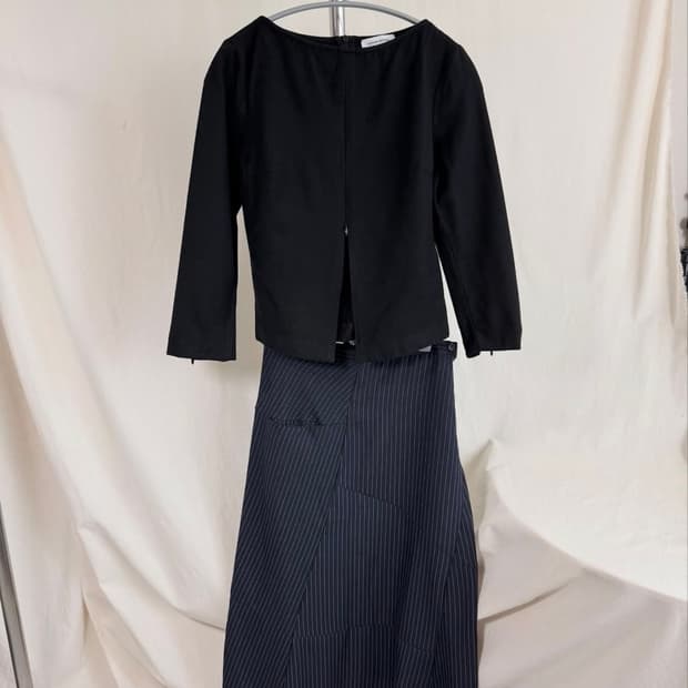 울 지퍼 블라우스 