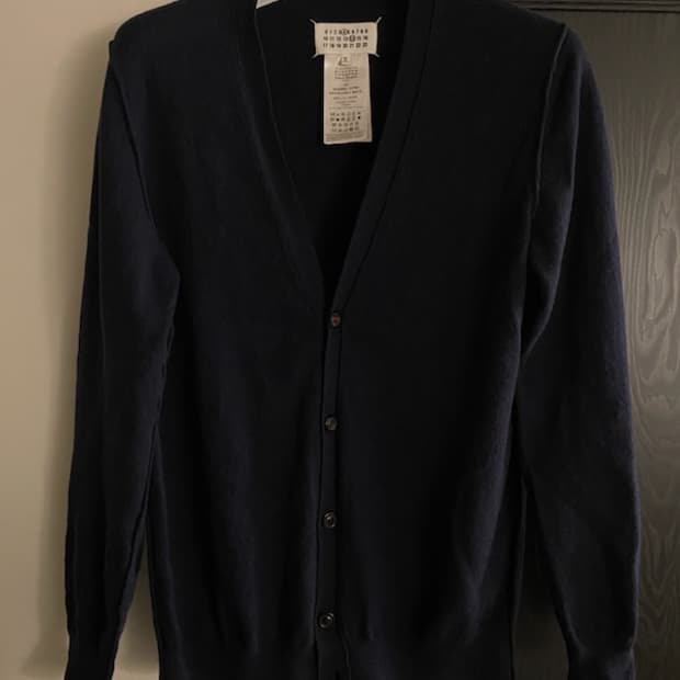 [L] 메종 마르지엘라 스티치 울 가디건 네이비