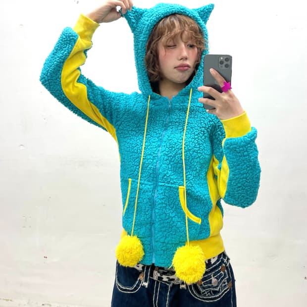 Devil's Yellow Leopard Blue Fleece 