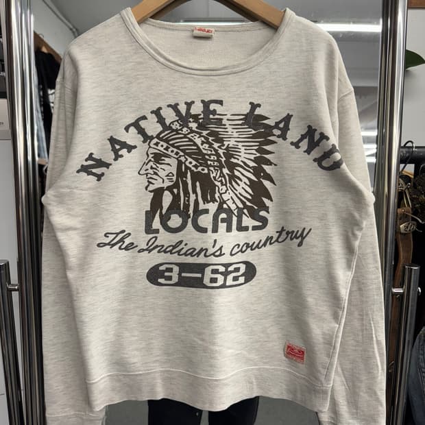 Japanese vintage KRIFF 인디언 프린팅 스웻셔츠