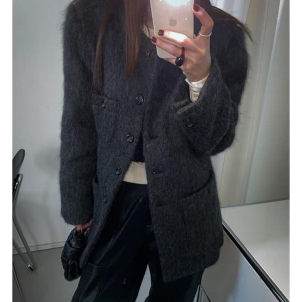 히스 FL 모헤어 노카라 코트 2온스본딩