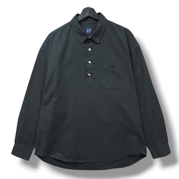 [M~L] 갭(GAP) 블랙 로고 옥스포드 풀오버 긴팔셔츠