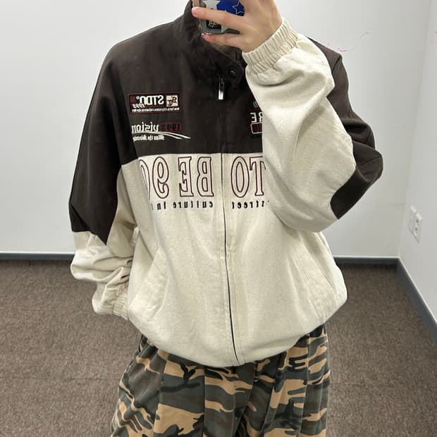 1993studio 1993스튜디오 2-way 브라운 레이싱 코튼 자켓