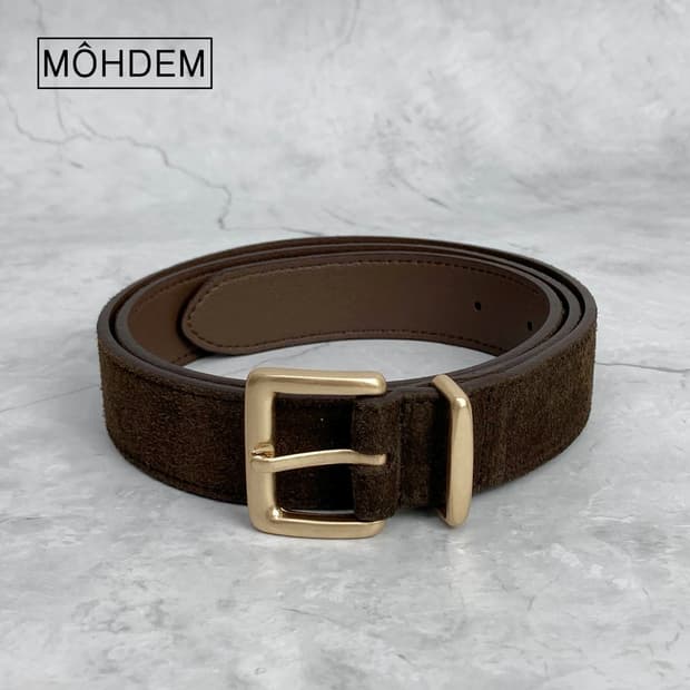 [Uinsex]🍂골드 버클 스웨이드 가죽 벨트
