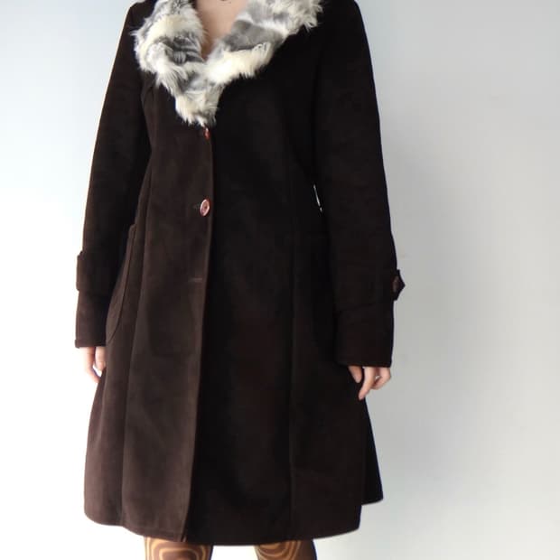 PAOLA DEL LUNGO zigzag fur detail coat 