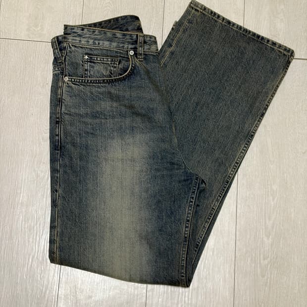벨리에 미드 와이드 데님 팬츠 스모크 인디고 W30/L32