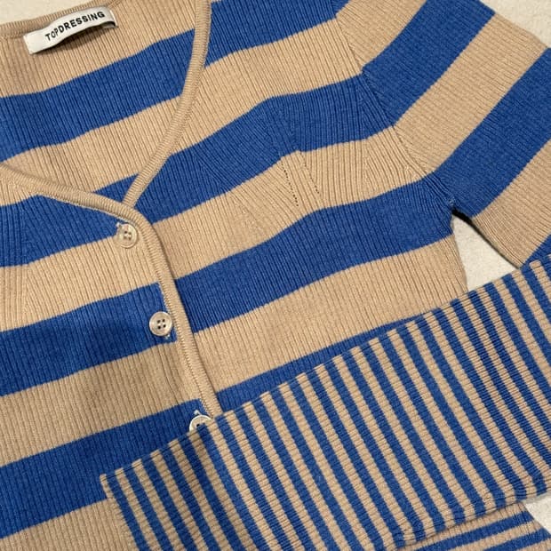 탑드레싱 에이블리 골지 단가라 니트 가디건