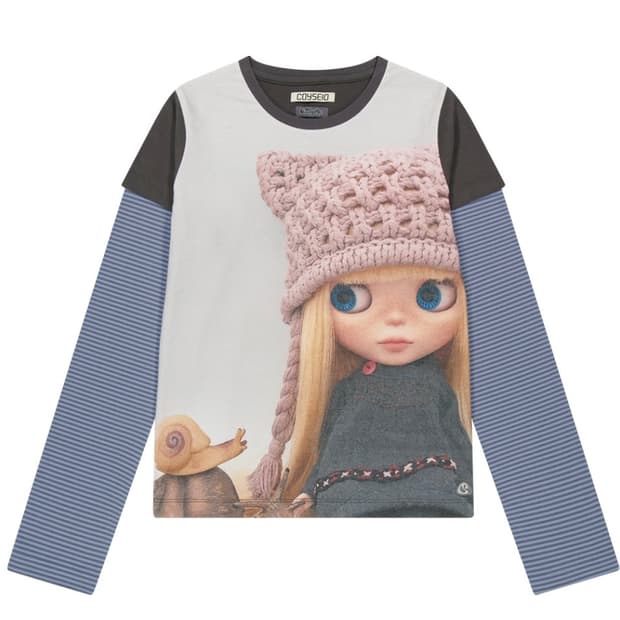 코이세이오 브라이스 돌 스트라이프 더블 롱 슬리브 애쉬 브라운 판매