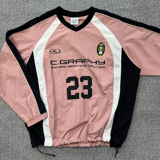 코드그라피 화섬 배색 스포츠 크루넥