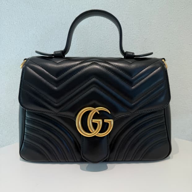 구찌 GG 마몽 마틀라세 탑핸들 숄더백