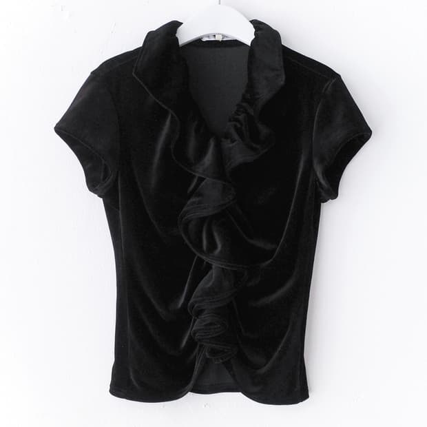 naracamic) velvet ruffle half T 