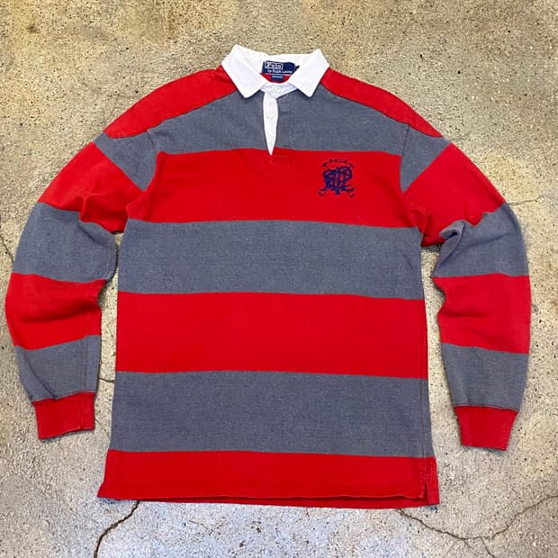 90s Made in USA 빈티지 폴로랄프로렌 스트라이프 럭비티